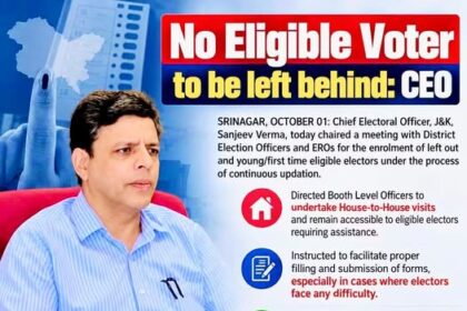 No Eligible Voter to Be Left Behind: J&K Chief Electoral Officer Sanjeev Verma (IAS) directs Booth Level Officers to conduct house-to-house visits and assist eligible and first-time voters with enrolment and forms.