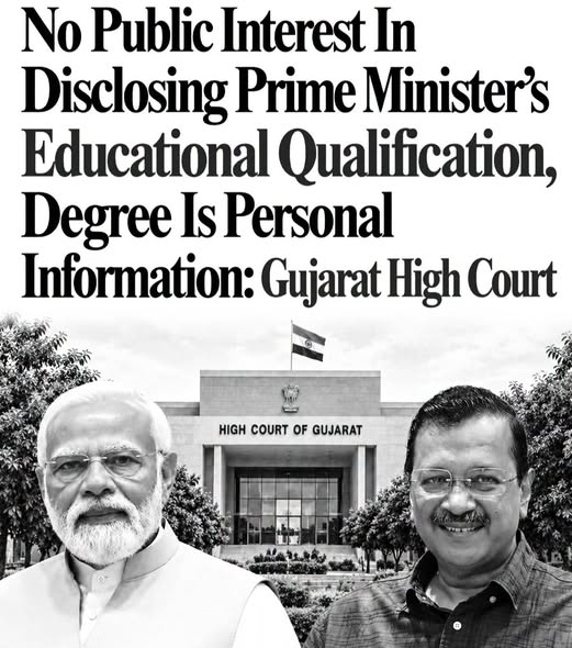 The Gujarat High Court has held that the Prime Minister’s educational degree is personal information protected under the RTI Act.