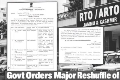 J&K Transport Department Reshuffles ARTOs