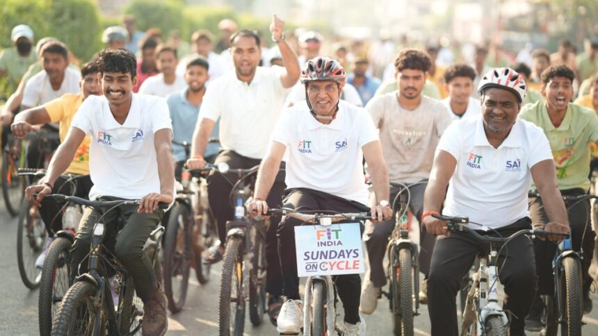 Mansukh Mandaviya Leads 5.5-Km Cycle Rally In Varanasi, Urges Youth To Embrace Fitness And Reject Drugs