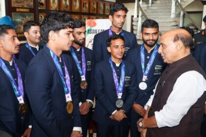 Rajnath Singh Felicitates Services Athletes For Record 27-Medal Haul At Asian Games 2026